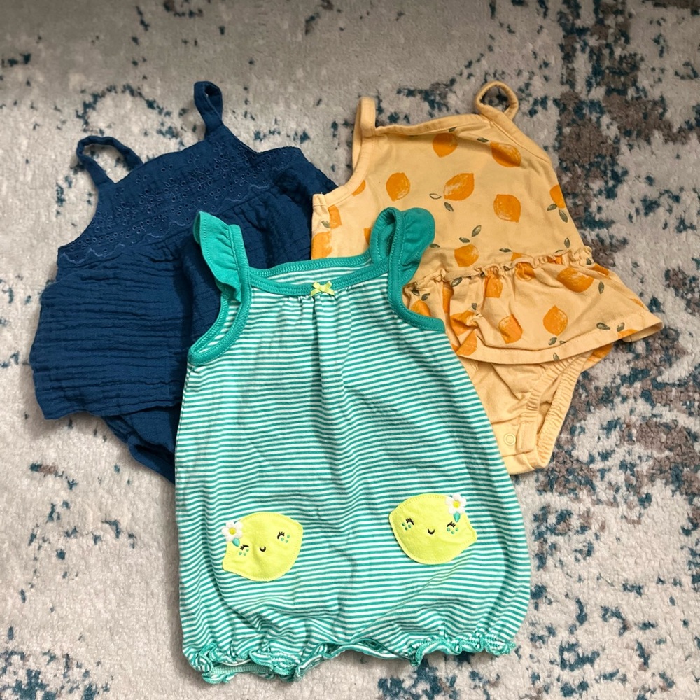 Three Baby Summer Rompers